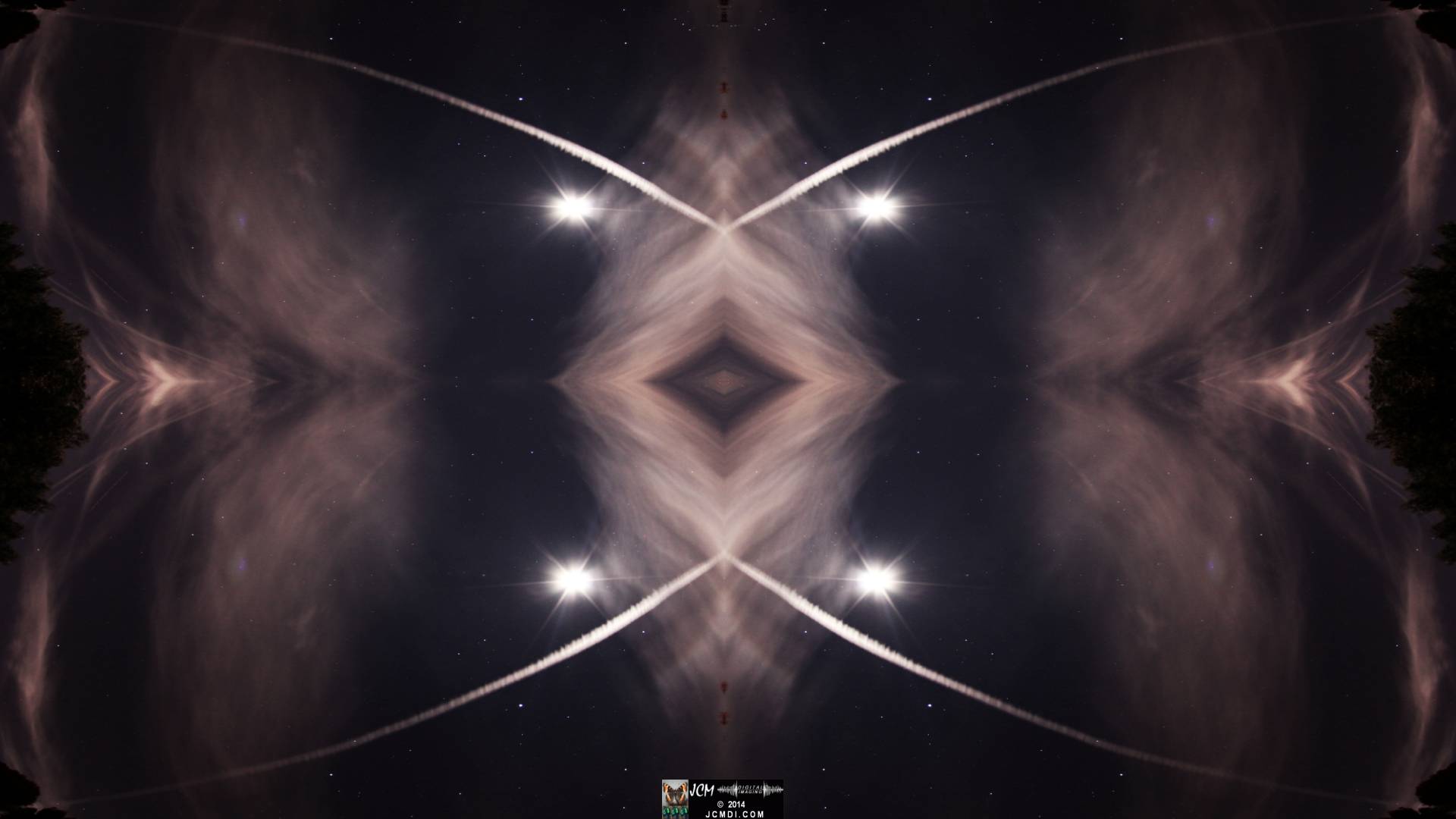 Quadroscopic Artwork made from an image of the night sky